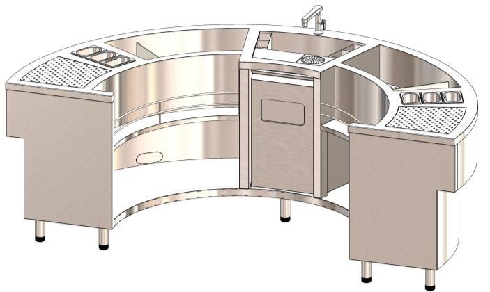 The Orbit, a curved custom cocktail station
